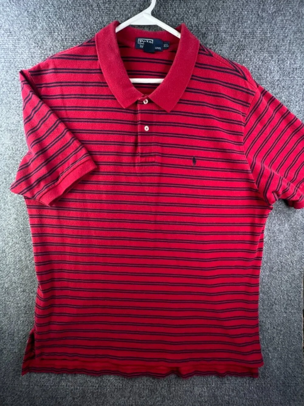Polo Ralph Lauren Men’s Short Sleeve Polo Shirt USA Red Blue Striped 2XL Adult